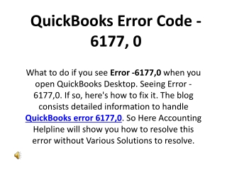 Resolving QuickBooks Error 6177,0