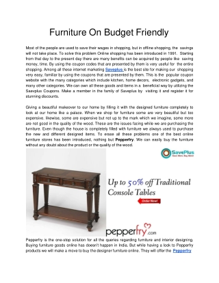 Furniture On Budget Friendly