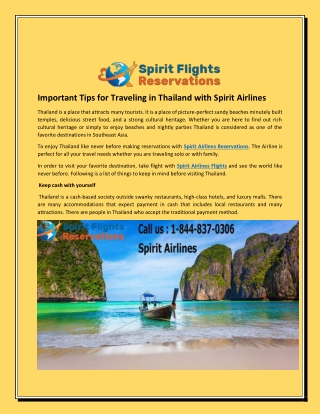 Important Tips for Traveling in Thailand with Spirit Airlines