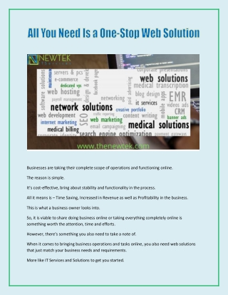 All You Need Is a One-Stop Web Solution Provider to Grow Your Business (Explained)