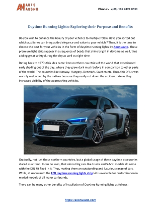 Daytime Running Lights: Exploring their Purpose and Benefits