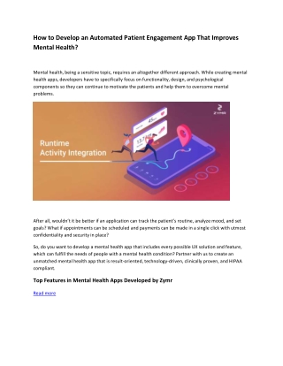 How to Develop an Automated Patient Engagement App That Improves Mental Health?