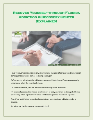 Recover Yourself through Florida Addiction & Recovery Center (Explained)