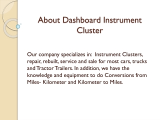 A Brief Note on Dashboard Instrument Cluster