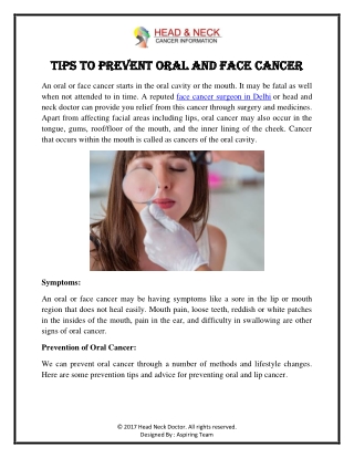 Tips To Prevent Oral And Face Cancer