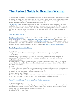 The Perfect Guide to Brazilian Waxing
