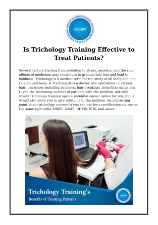 Is Trichology Training Effective to Treat Patients?