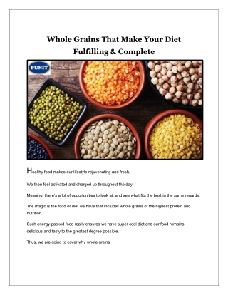 Whole Grains That Make Your Diet Fulfilling & Complete