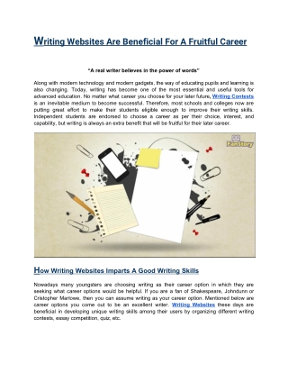 Writing Websites Are Beneficial For A Fruitful Career