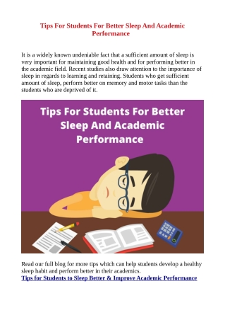 Tips For Students For Better Sleep And Academic Performance