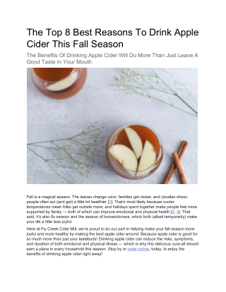 The Top 8 reasons To Drink Apple Cider This Fall