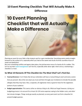 10 Event Planning Checklists that will Actually make a Difference