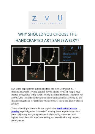 Why Should You Choose the Handcrafted Artisan Jewelry