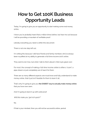 How to Get 100K Business Opportunity Leads