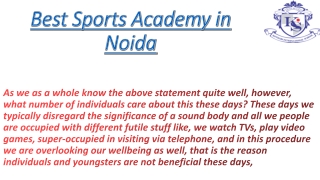 Best Sports Academy in Noida