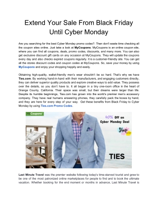 Extend Your Sale From Black Friday Until Cyber Monday