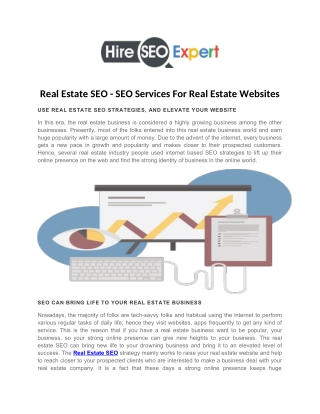 Real Estate SEO - SEO Services For Real Estate Websites