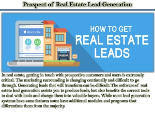 Prospect of Real Estate Lead Generation