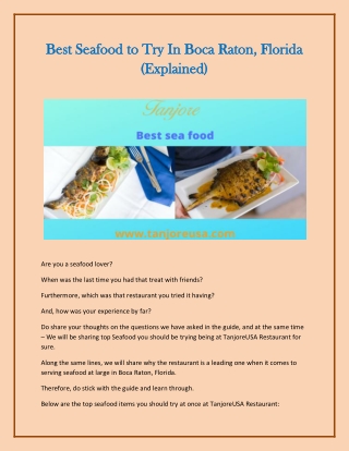 Best Seafood to Try In Boca Raton, Florida (Explained)