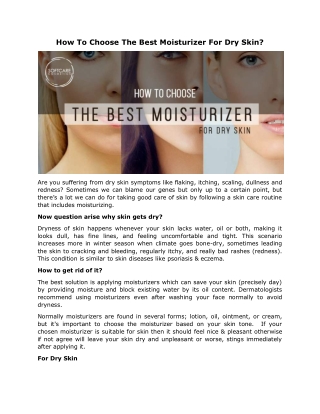 How To Choose The Best Moisturizer For Dry Skin?