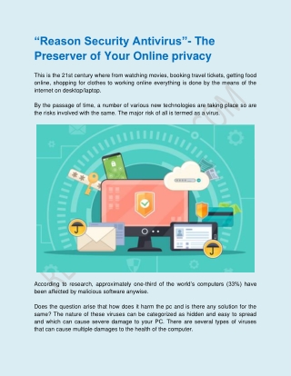 “Reason Security Antivirus”- The Preserver of Your Online privacy