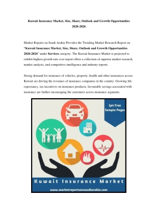 Kuwait Insurance Market Opportunity and Forecast Till 2026