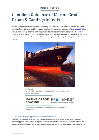 Complete Guidance of Marine Grade Paints & Coatings in India