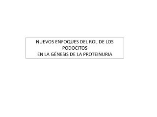 NUEVOS ENFOQUES DEL ROL DE LOS PODOCITOS EN LA GÉNESIS DE LA PROTEINURIA