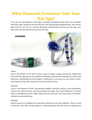 What Diamond/Gemstone Suits Your Star Sign - Aura Jewels