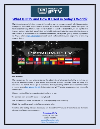 What Is IPTV and How It Used in today’s World?