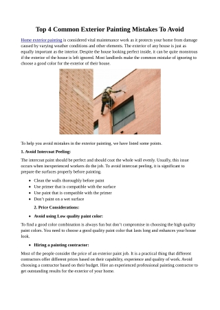 Top 4 Common Exterior Painting Mistakes To Avoid