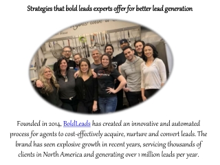 Strategies that BoldLeads experts offer for better lead generation