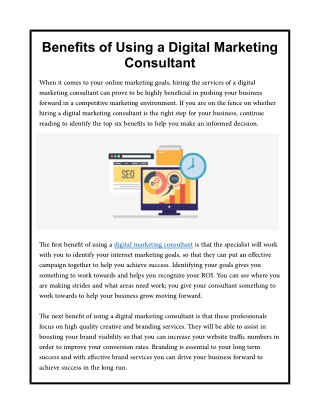 Benefits of Using a Digital Marketing Consultant