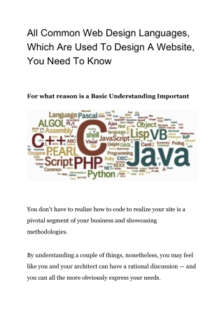 All Common Web Design Languages, Which Are Used To Design A Website, You Need To Know