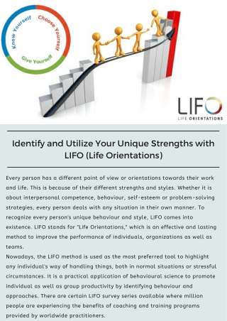 Identify & Utilize Your Strengths with Life Orientation Program