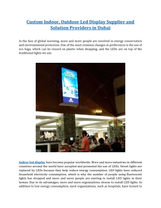 Custom Indoor, Outdoor Led Display Supplier and Solution Providers in Dubai