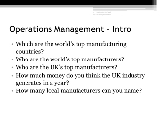 Operations Management - Intro