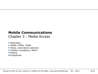 Mobile Communications Chapter 3 : Media Access