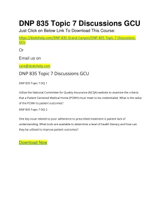 DNP 835 Topic 7 Discussions GCU