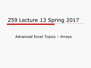 259 Lecture 13 Spring 2017