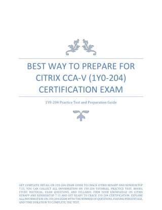 Best Way to Prepare for Citrix CCA-V (1Y0-204) Certification Exam