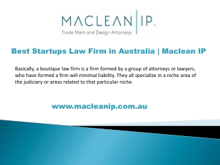 Best Startups Law Firm in Australia - Maclean IP
