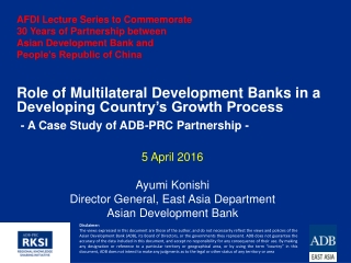 AFDI Lecture Series to Commemorate 30 Years of Partnership between Asian Development Bank and