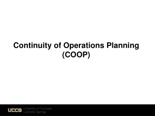 Continuity of Operations Planning (COOP)