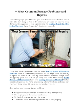 Most Common Furnace Problems and Repairs