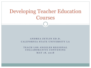 Developing Teacher Education Courses