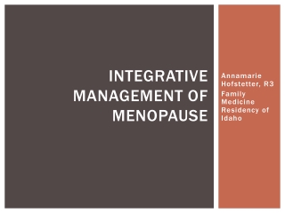 Integrative management of menopause