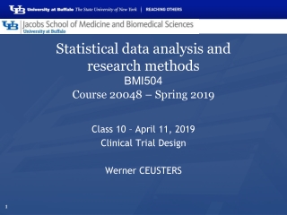 Statistical data analysis and research methods BMI504 Course 20048 – Spring 2019