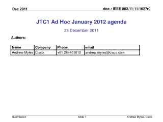 JTC1 Ad Hoc January 2012 agenda