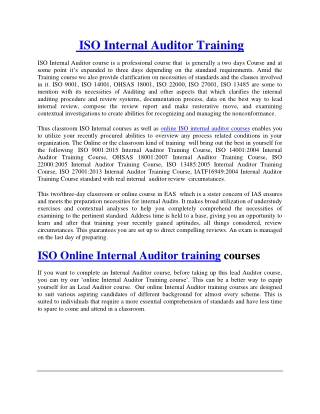 ISO Internal Training